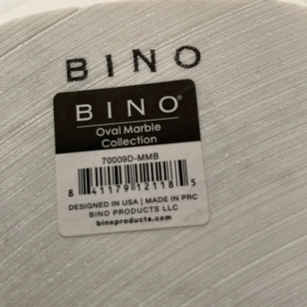 NWT BINO Oval Marble Collection Bathroom Storage Container